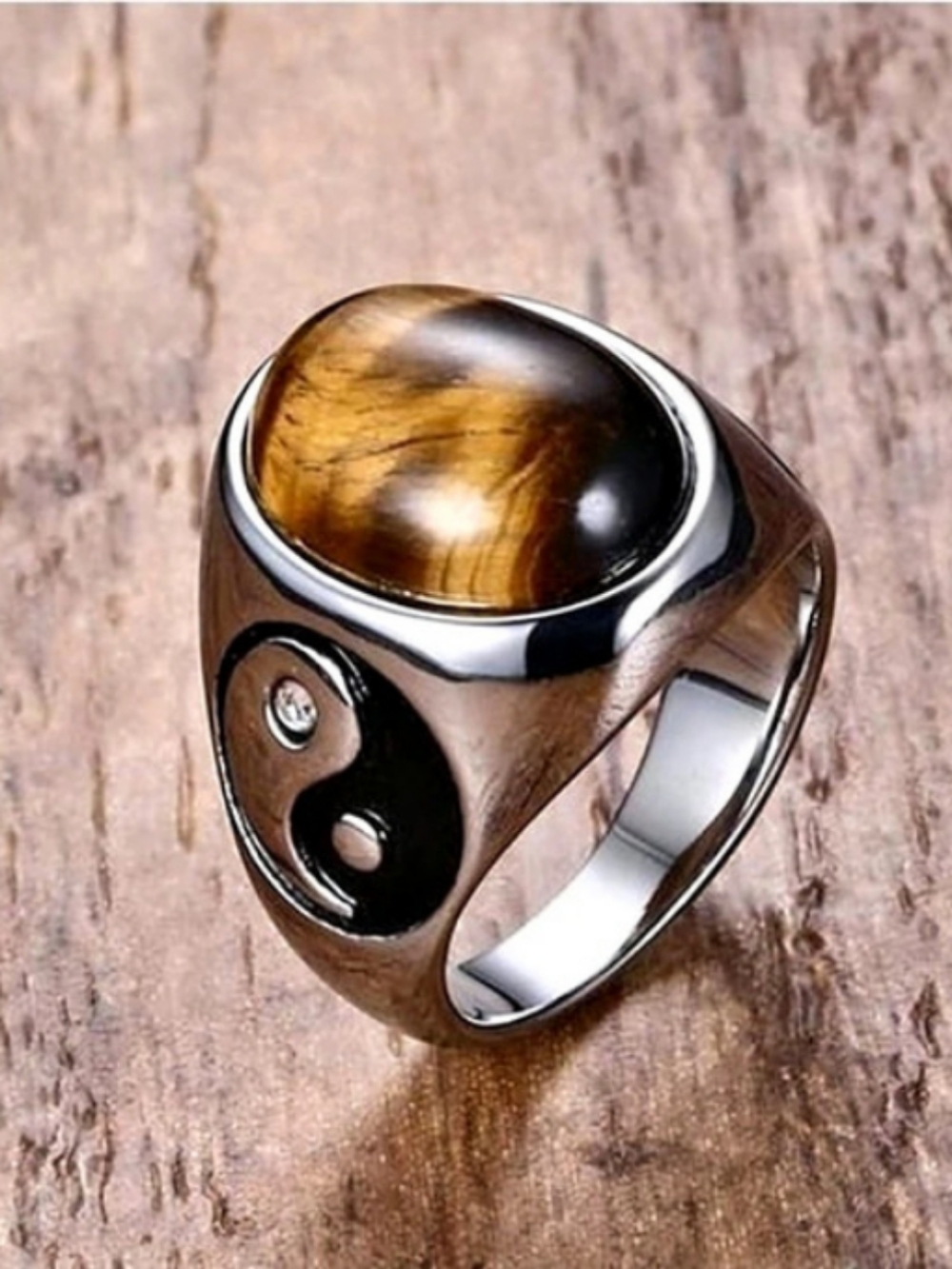 NWOT Tiger Eye Yin Yang Ring in Brown & Silver.